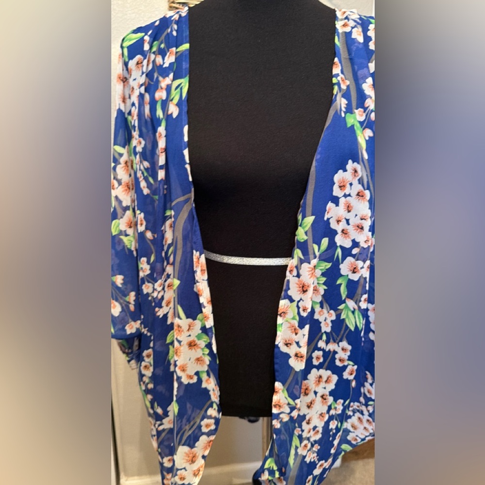 Floral Blue Kimono Cardigan